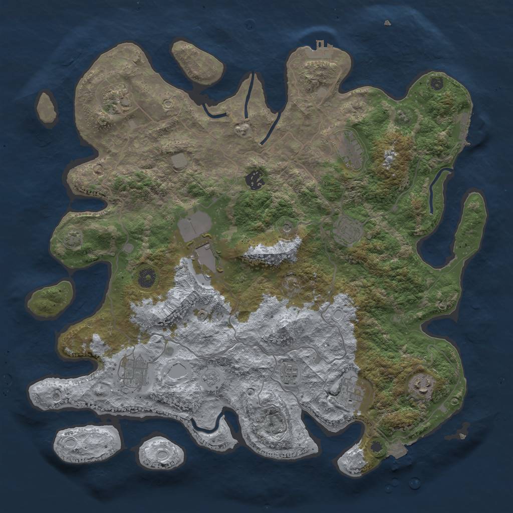 Rust Map: Procedural Map, Size: 4050, Seed: 1640170011, 17 Monuments