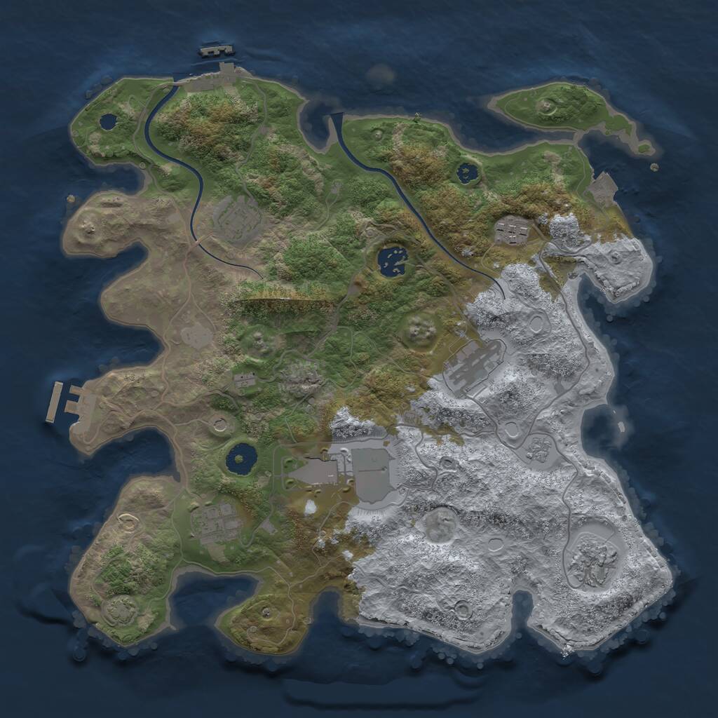 Rust Map: Procedural Map, Size: 3500, Seed: 46318799, 13 Monuments