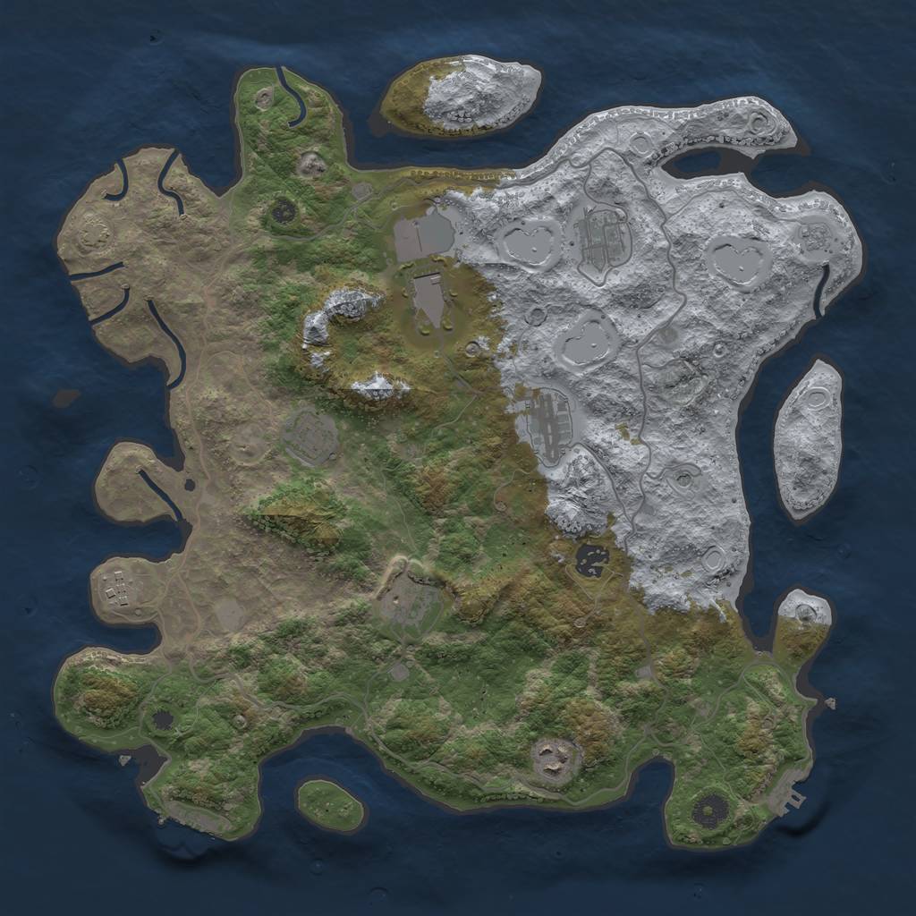 Rust Map: Procedural Map, Size: 4000, Seed: 90201, 16 Monuments