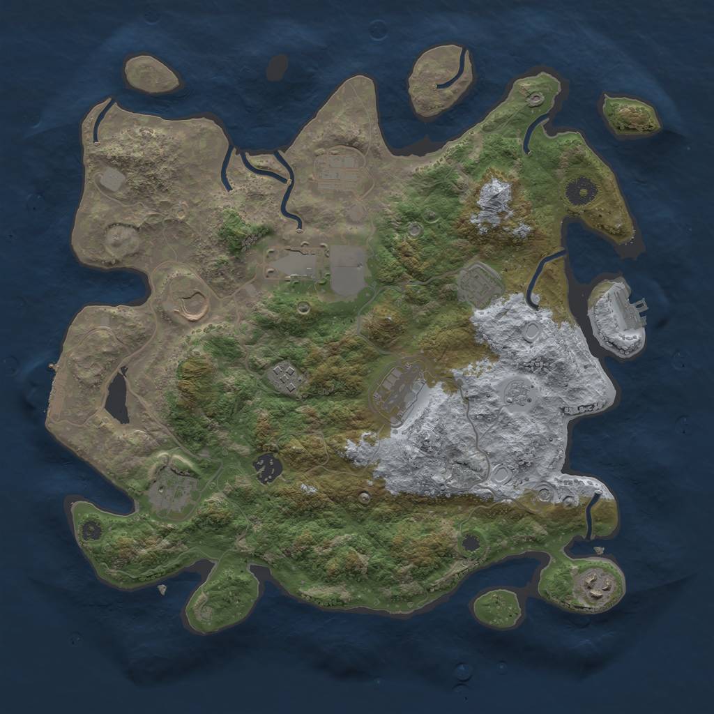 Rust Map: Procedural Map, Size: 3700, Seed: 204133822, 16 Monuments