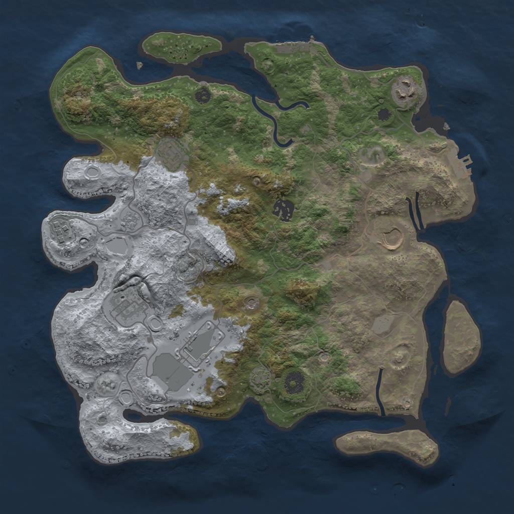 Rust Map: Procedural Map, Size: 3500, Seed: 9960773, 15 Monuments