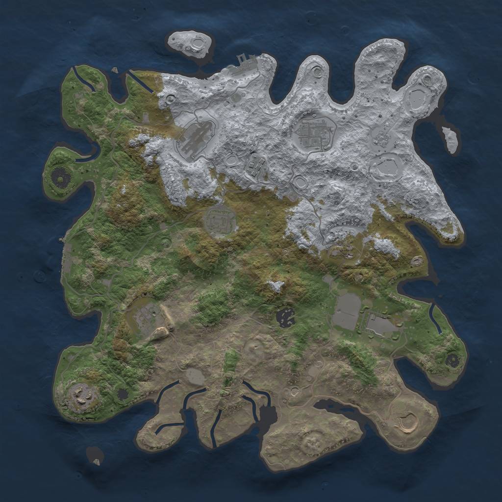 Rust Map: Procedural Map, Size: 3750, Seed: 1316429459, 17 Monuments