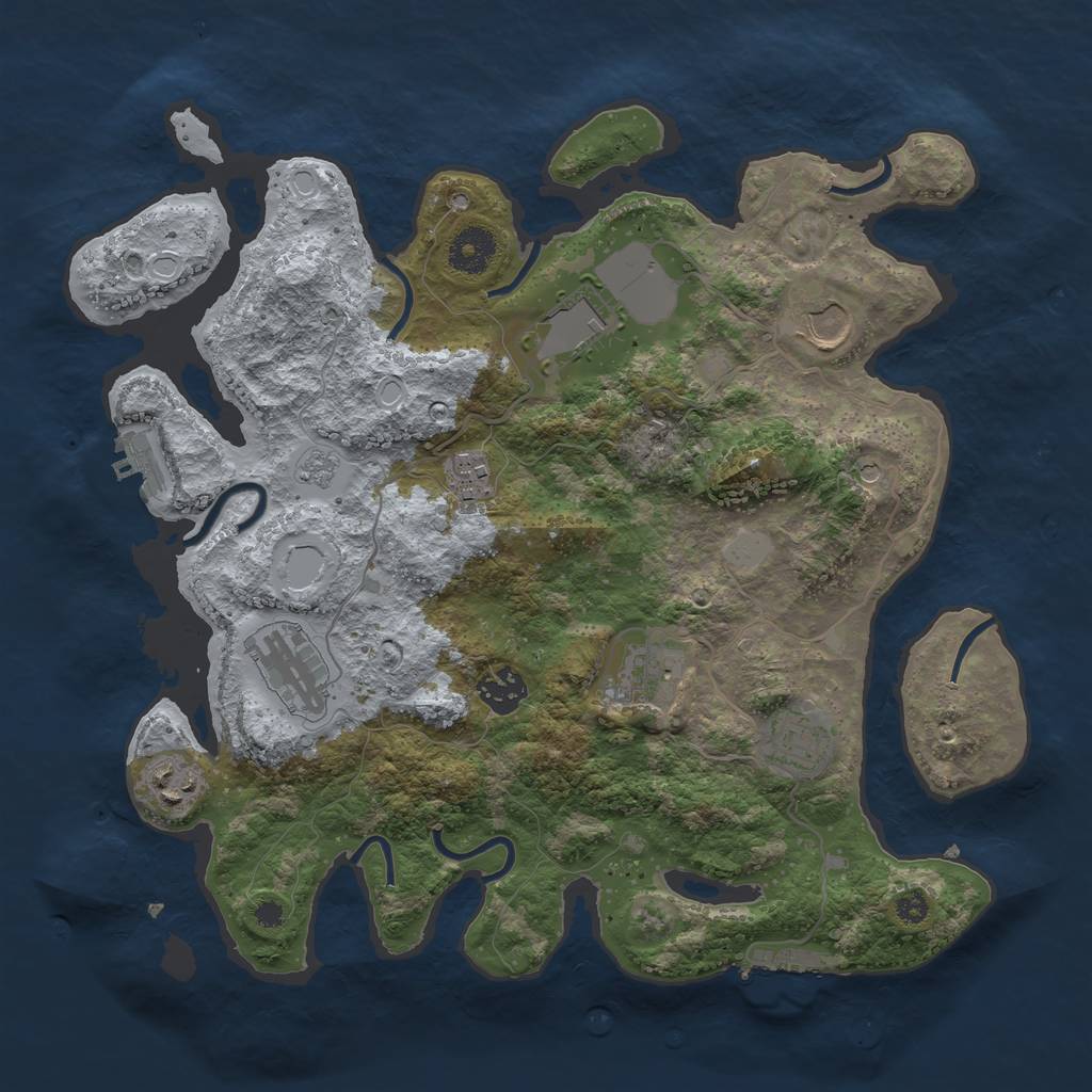 Rust Map: Procedural Map, Size: 3500, Seed: 30677749, 17 Monuments