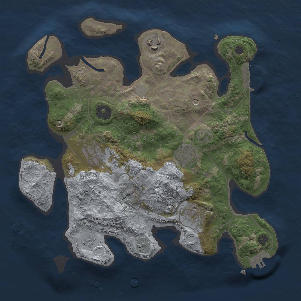 Rust Map: Procedural Map, Size: 3000, Seed: 1125, 14 Monuments