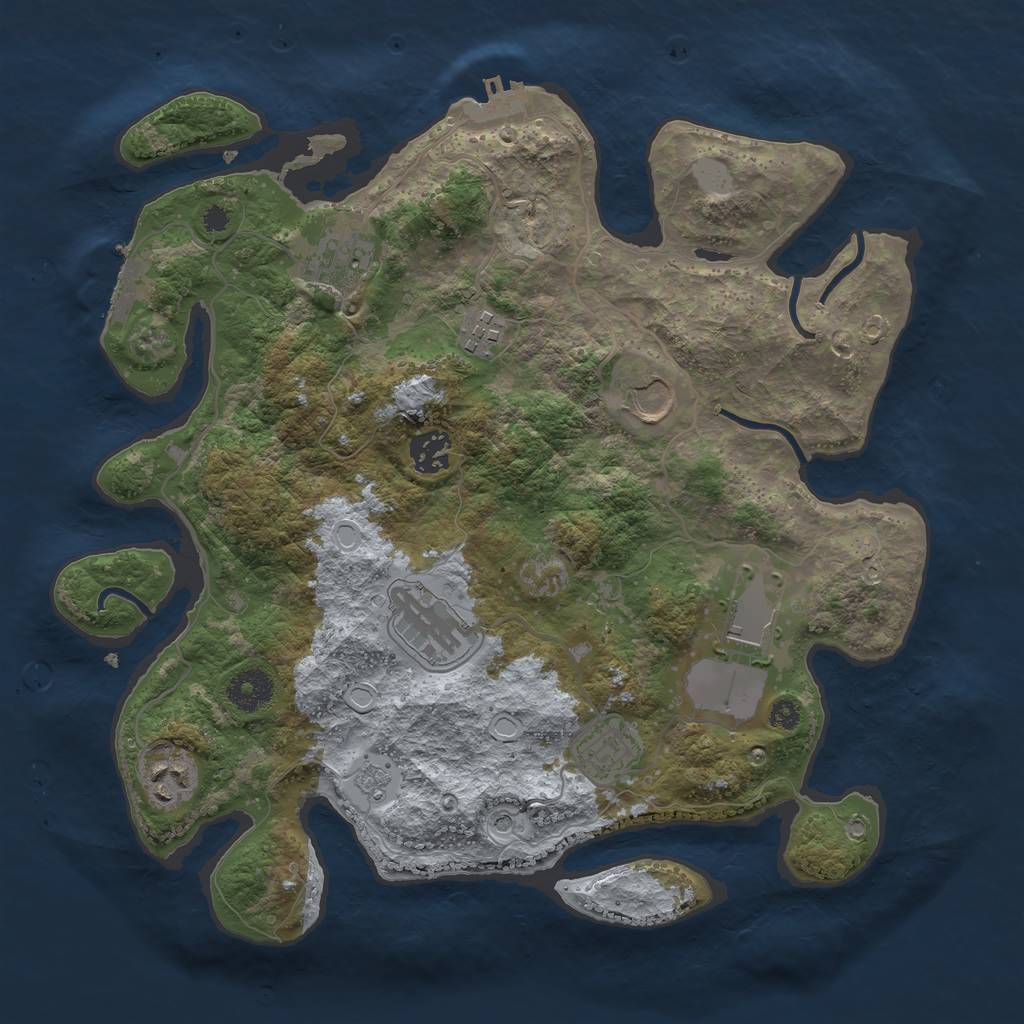 Rust Map: Procedural Map, Size: 3500, Seed: 61944950, 17 Monuments
