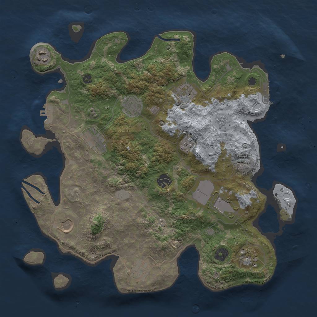 Rust Map: Procedural Map, Size: 3500, Seed: 1461349214, 16 Monuments