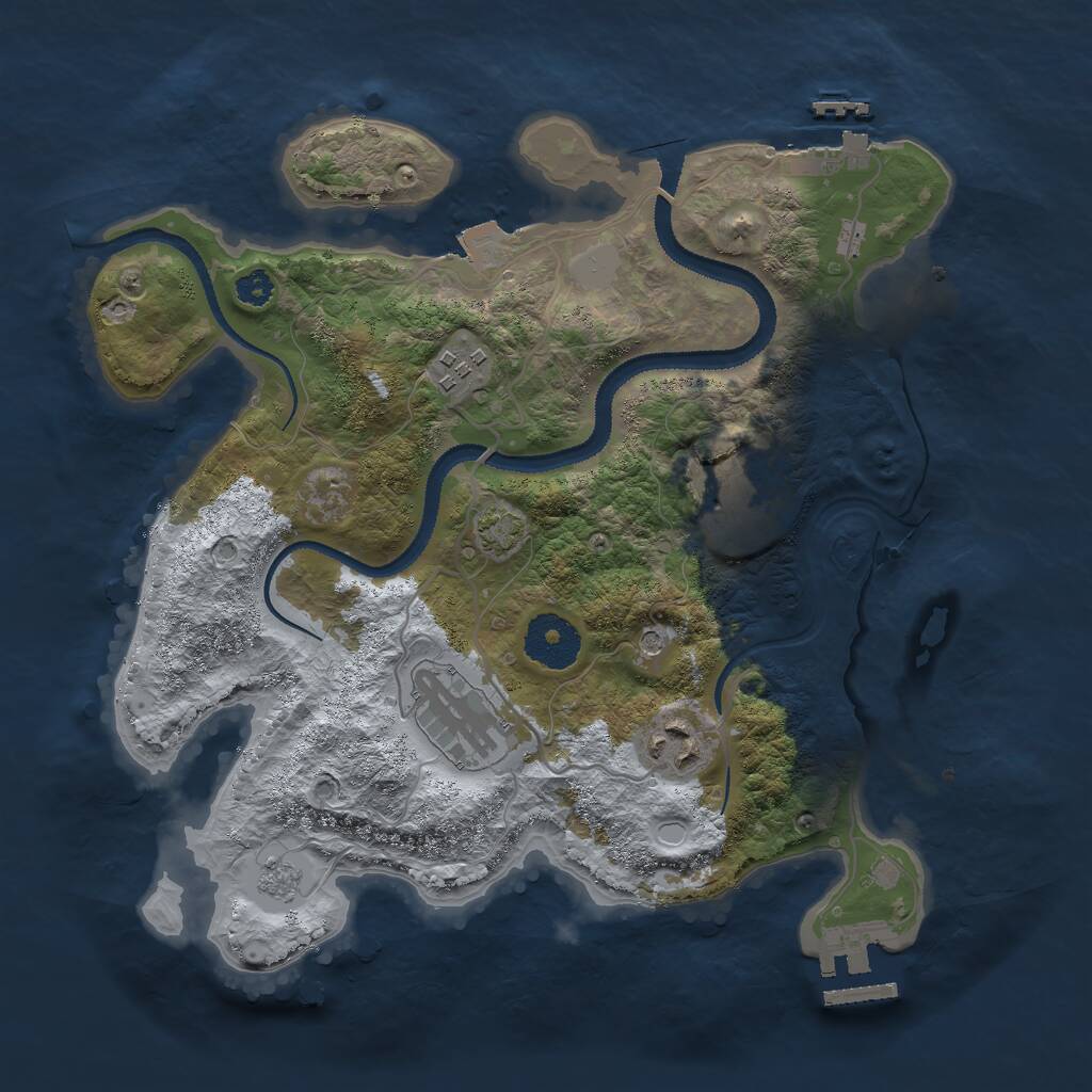 Rust Map: Procedural Map, Size: 3000, Seed: 25788, 10 Monuments