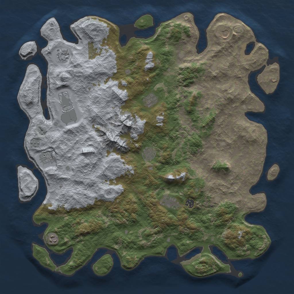 Rust Map: Barren, Size: 5000, Seed: 1407709827, 14 Monuments