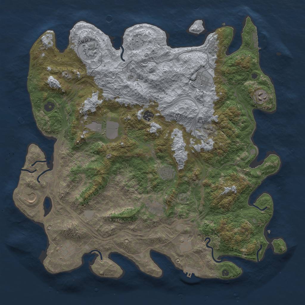 Rust Map: Procedural Map, Size: 4500, Seed: 1127996832, 18 Monuments