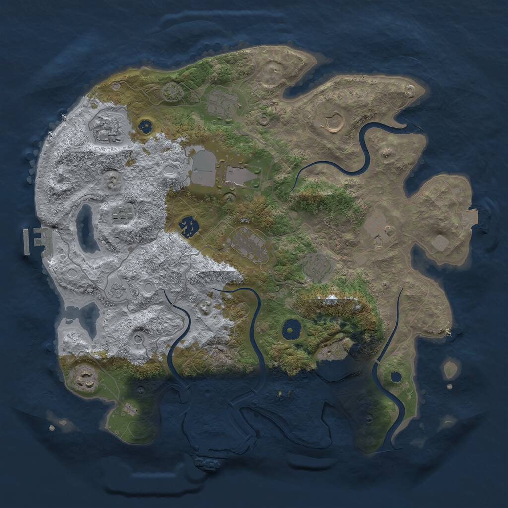 Rust Map: Procedural Map, Size: 3800, Seed: 1315677814, 17 Monuments