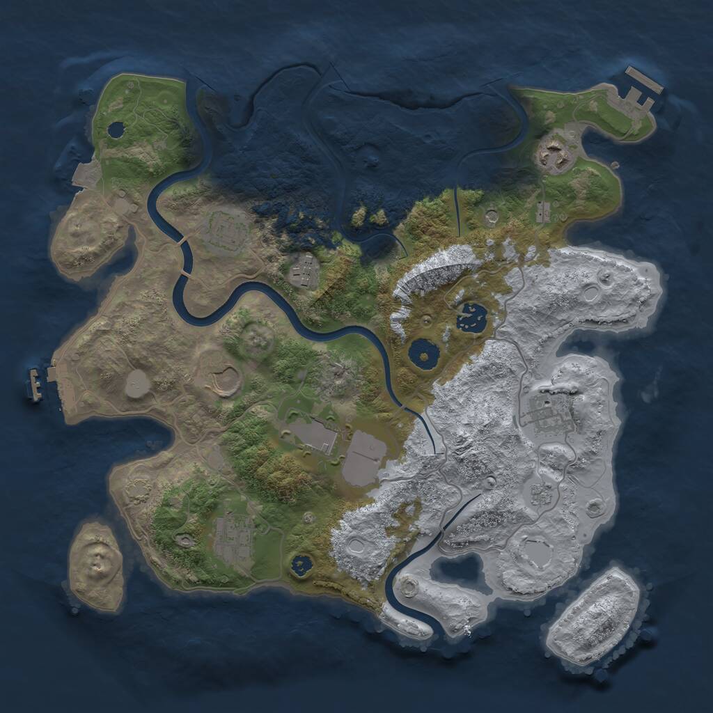 Rust Map: Procedural Map, Size: 3500, Seed: 49753545, 14 Monuments