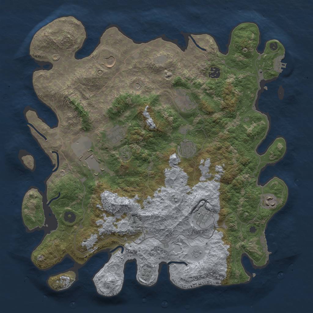 Rust Map: Procedural Map, Size: 4000, Seed: 106012378, 16 Monuments