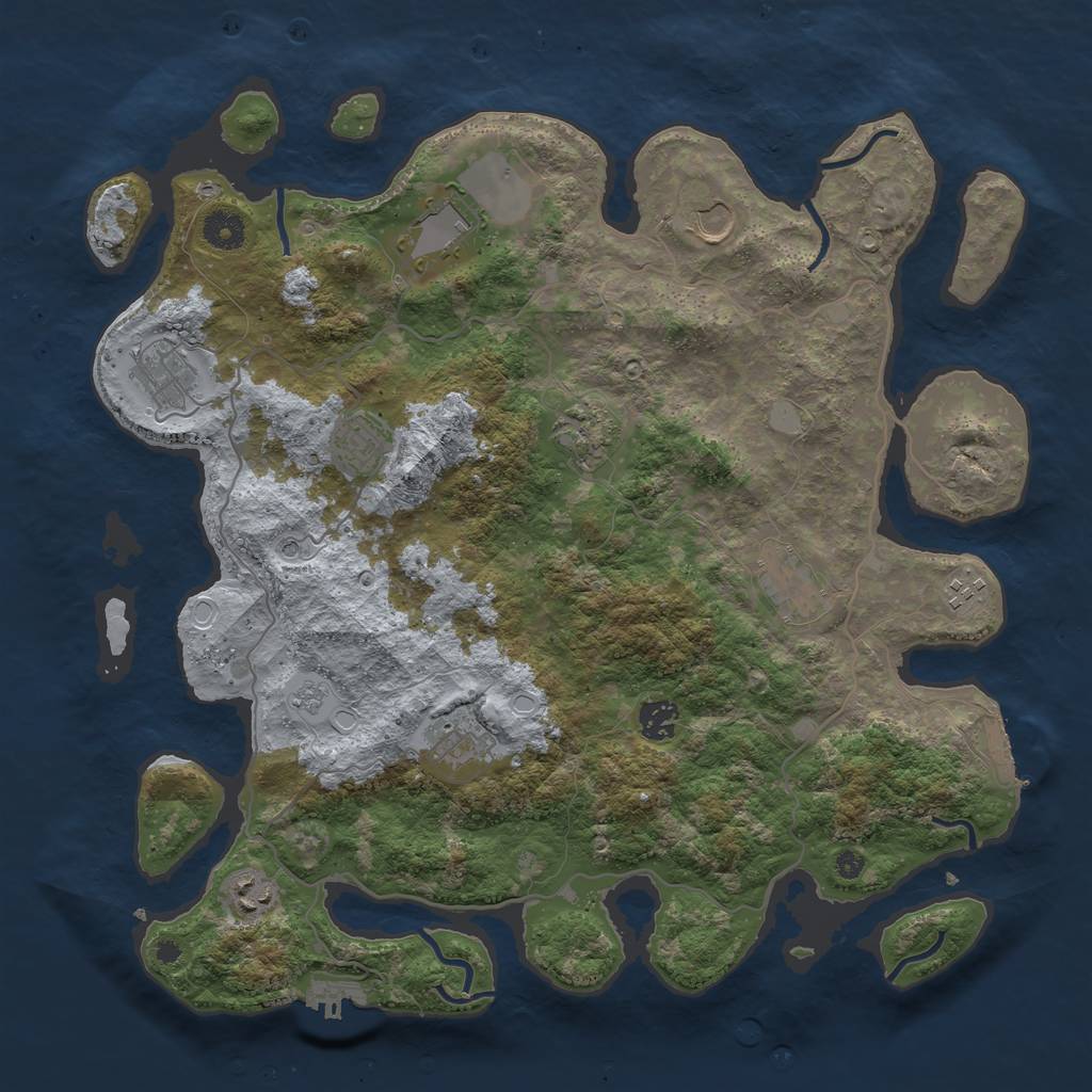 Rust Map: Procedural Map, Size: 4000, Seed: 438821, 17 Monuments