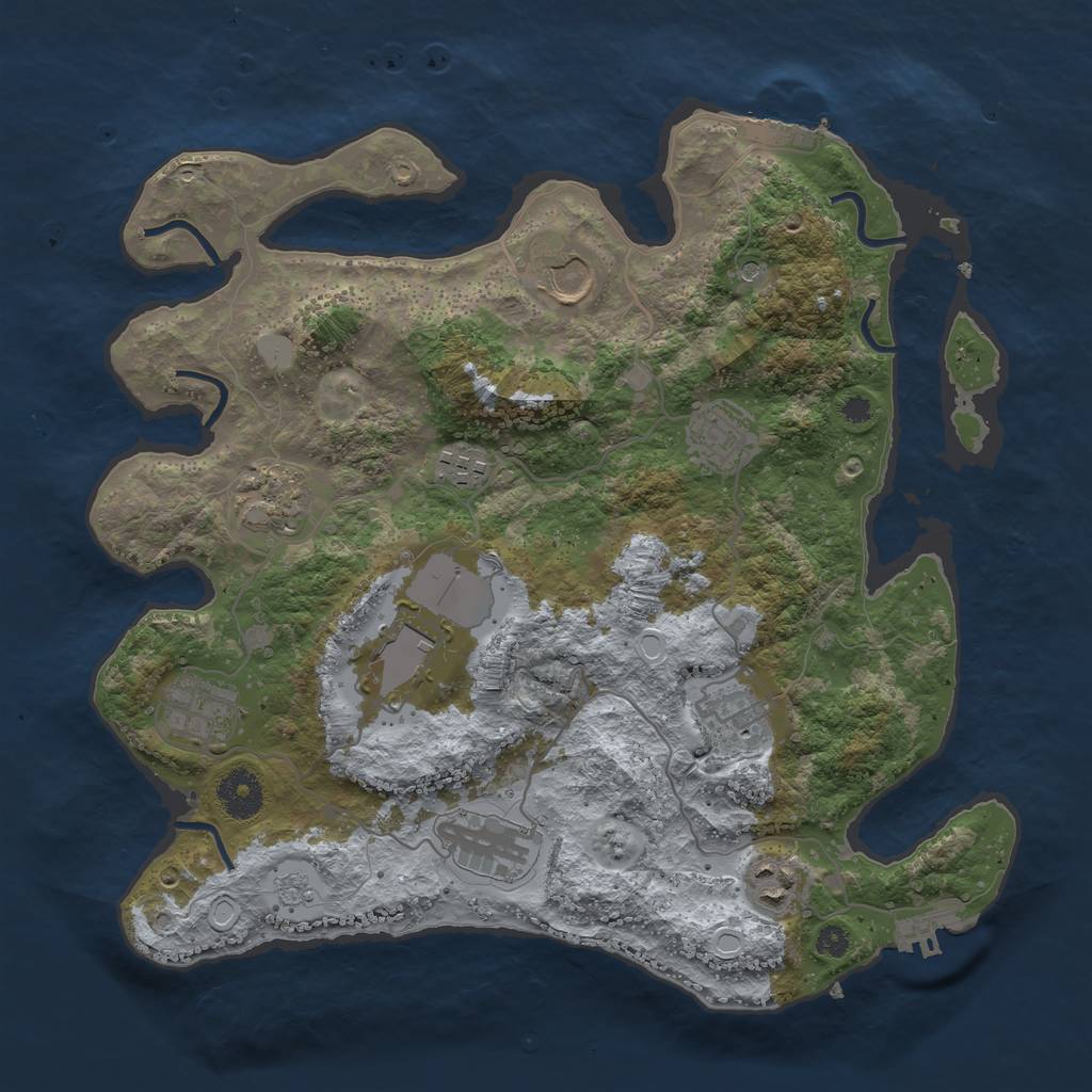 Rust Map: Procedural Map, Size: 3500, Seed: 8047272, 16 Monuments