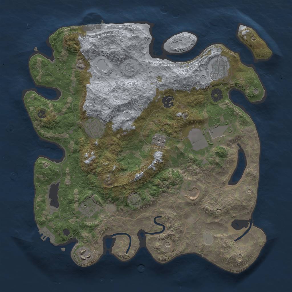 Rust Map: Procedural Map, Size: 3500, Seed: 28472742, 16 Monuments