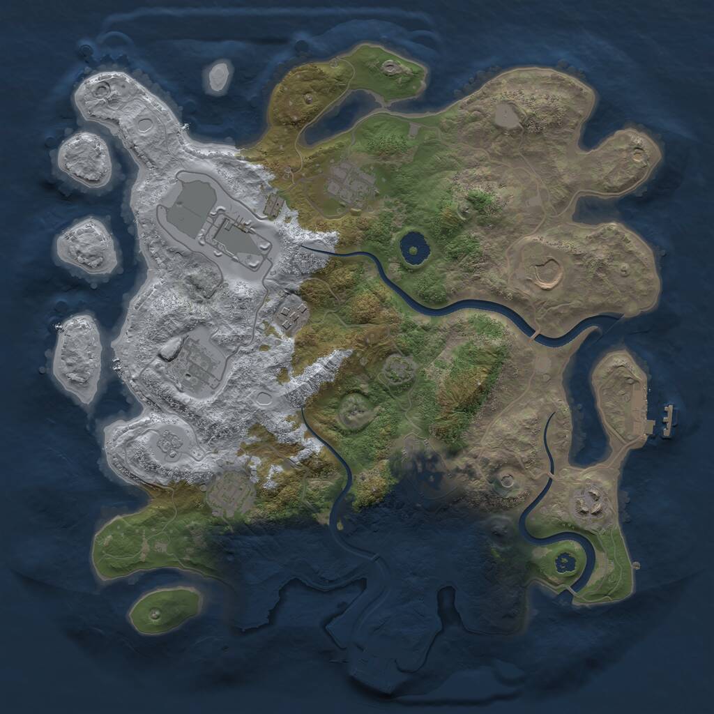 Rust Map: Procedural Map, Size: 3500, Seed: 44763382, 14 Monuments