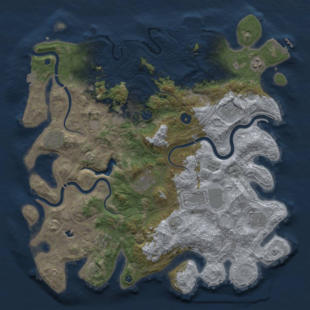 Rust Map: Procedural Map, Size: 4250, Seed: 65430800, 16 Monuments