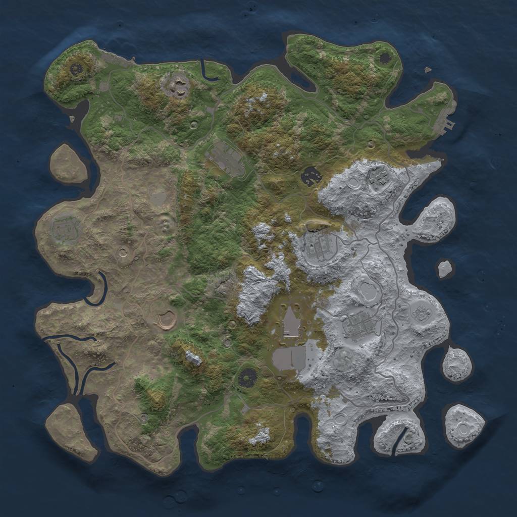 Rust Map: Procedural Map, Size: 4000, Seed: 84398349, 18 Monuments
