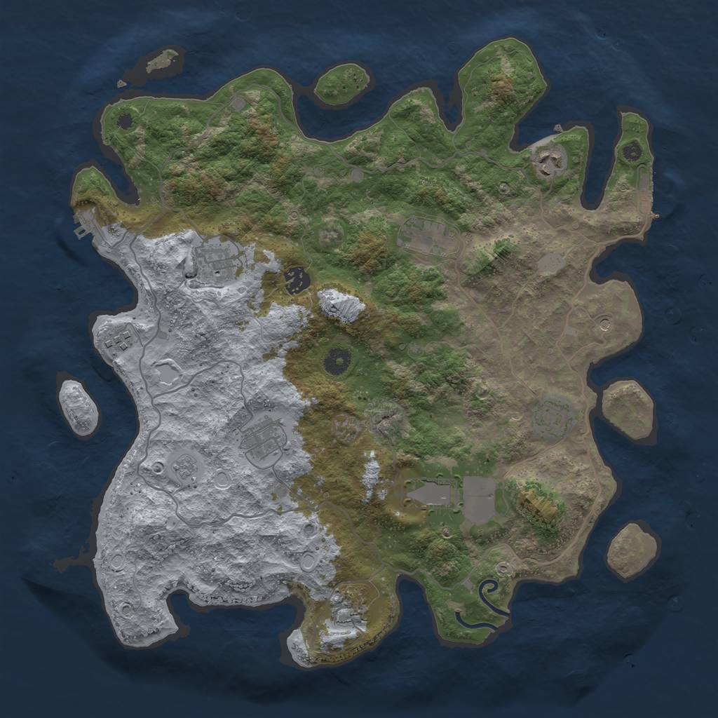 Rust Map: Procedural Map, Size: 4000, Seed: 638858, 18 Monuments