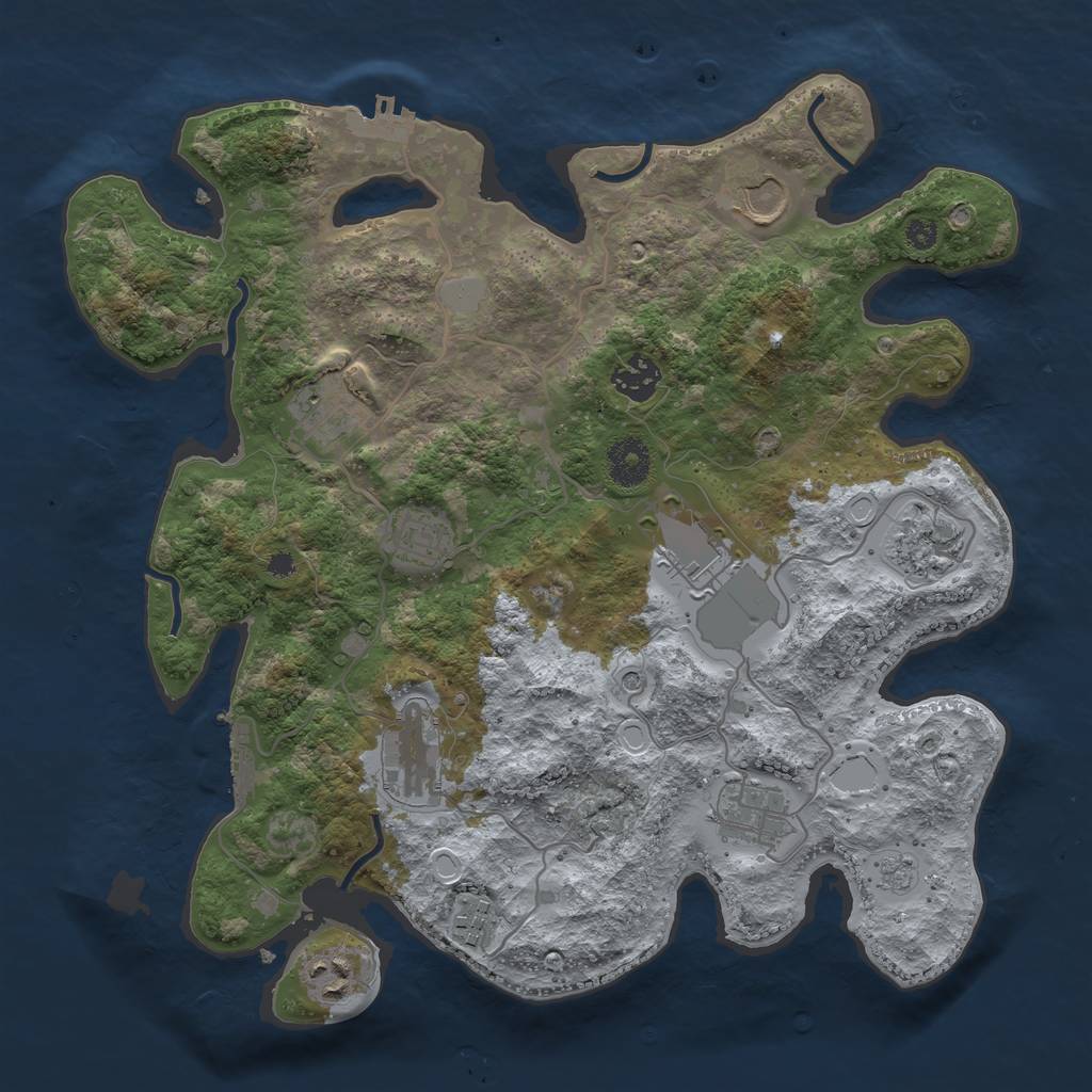 Rust Map: Procedural Map, Size: 3500, Seed: 202445863, 17 Monuments