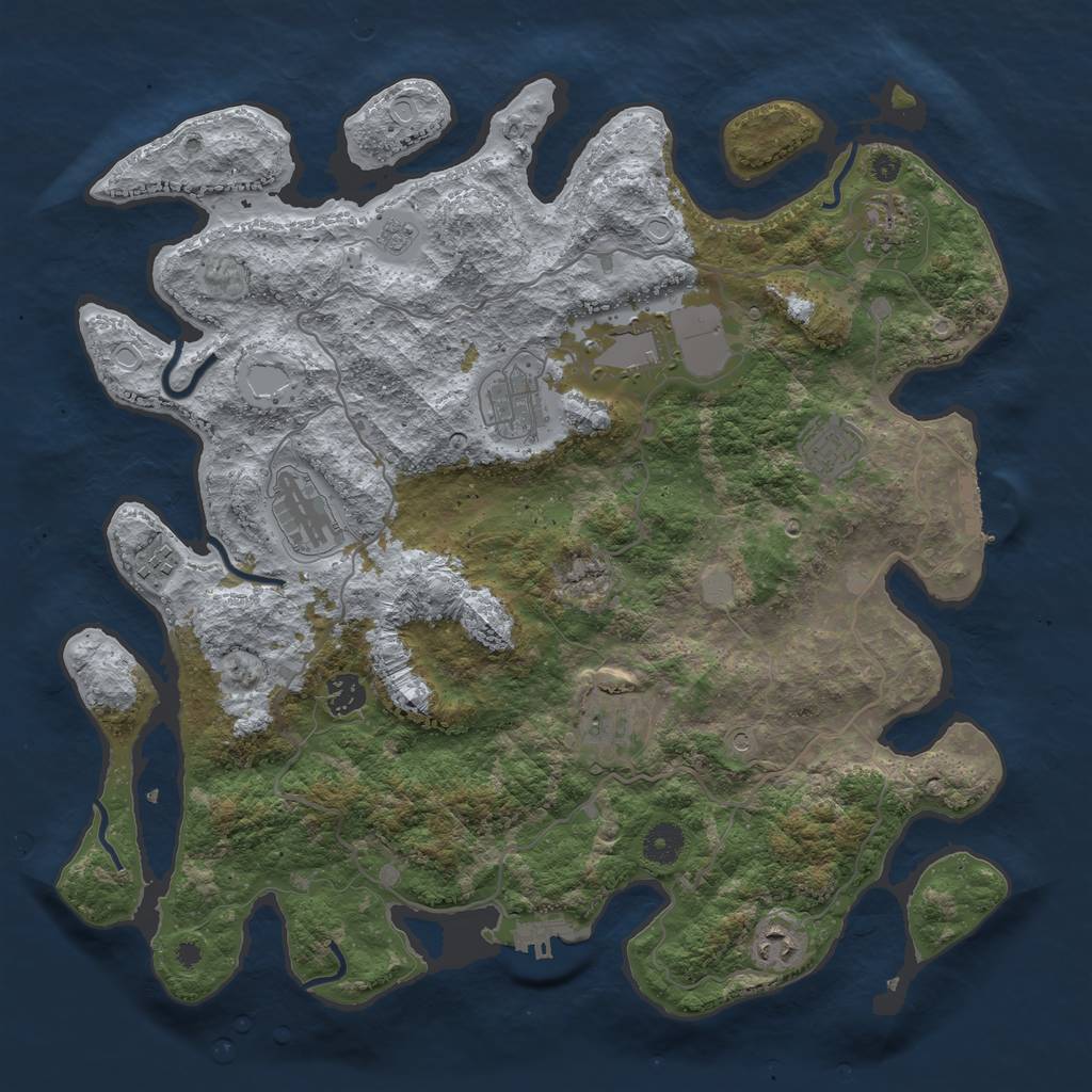 Rust Map: Procedural Map, Size: 4000, Seed: 638547275, 18 Monuments