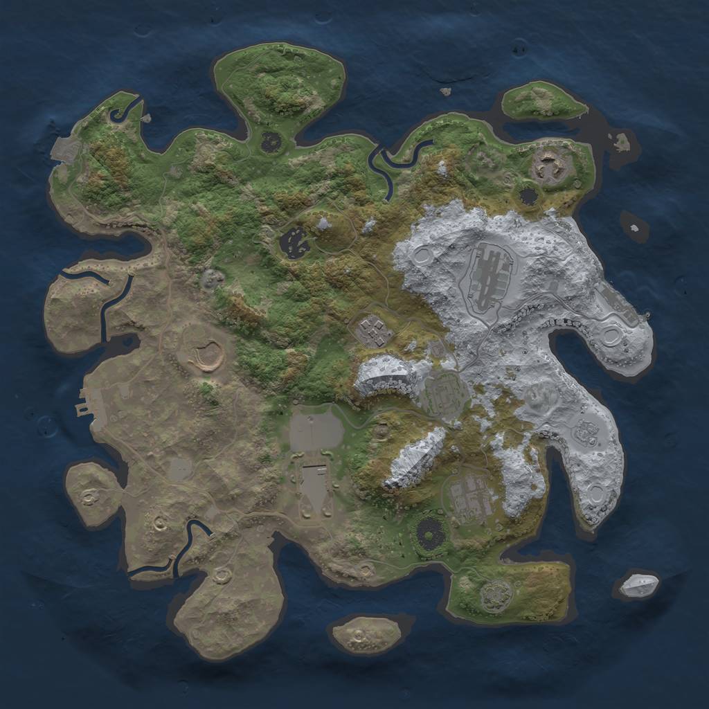 Rust Map: Procedural Map, Size: 3500, Seed: 38940781, 15 Monuments
