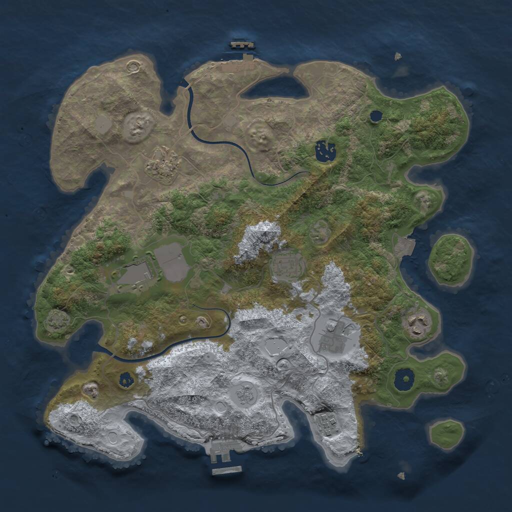 Rust Map: Procedural Map, Size: 3500, Seed: 8634818, 12 Monuments