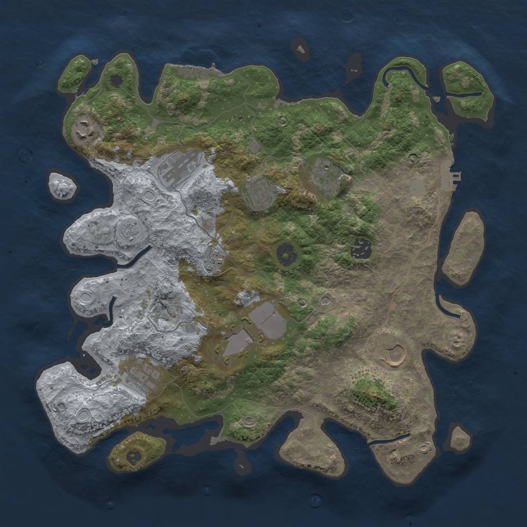 Rust Map: Procedural Map, Size: 3650, Seed: 1879966767, 16 Monuments