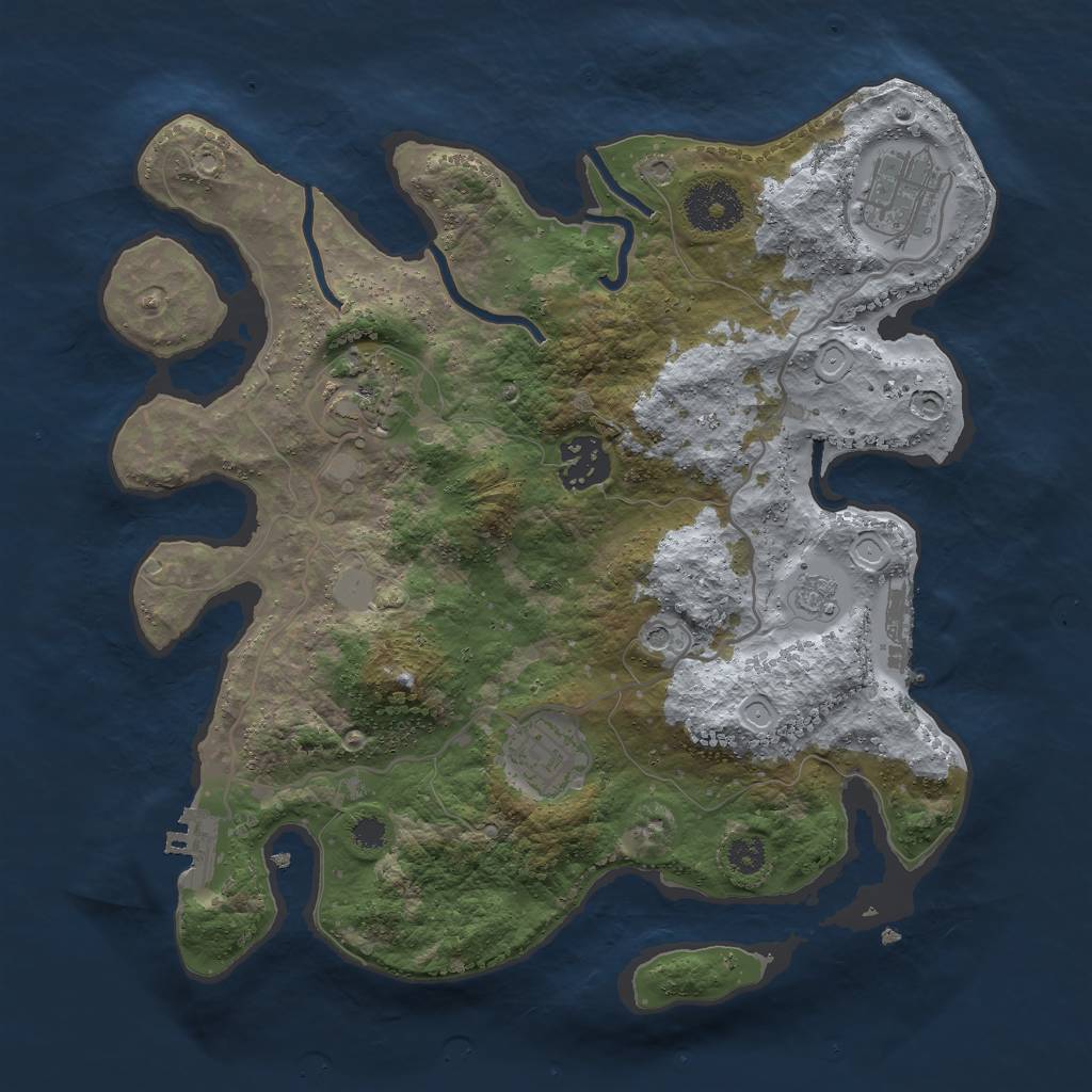 Rust Map: Procedural Map, Size: 3000, Seed: 812767744, 13 Monuments