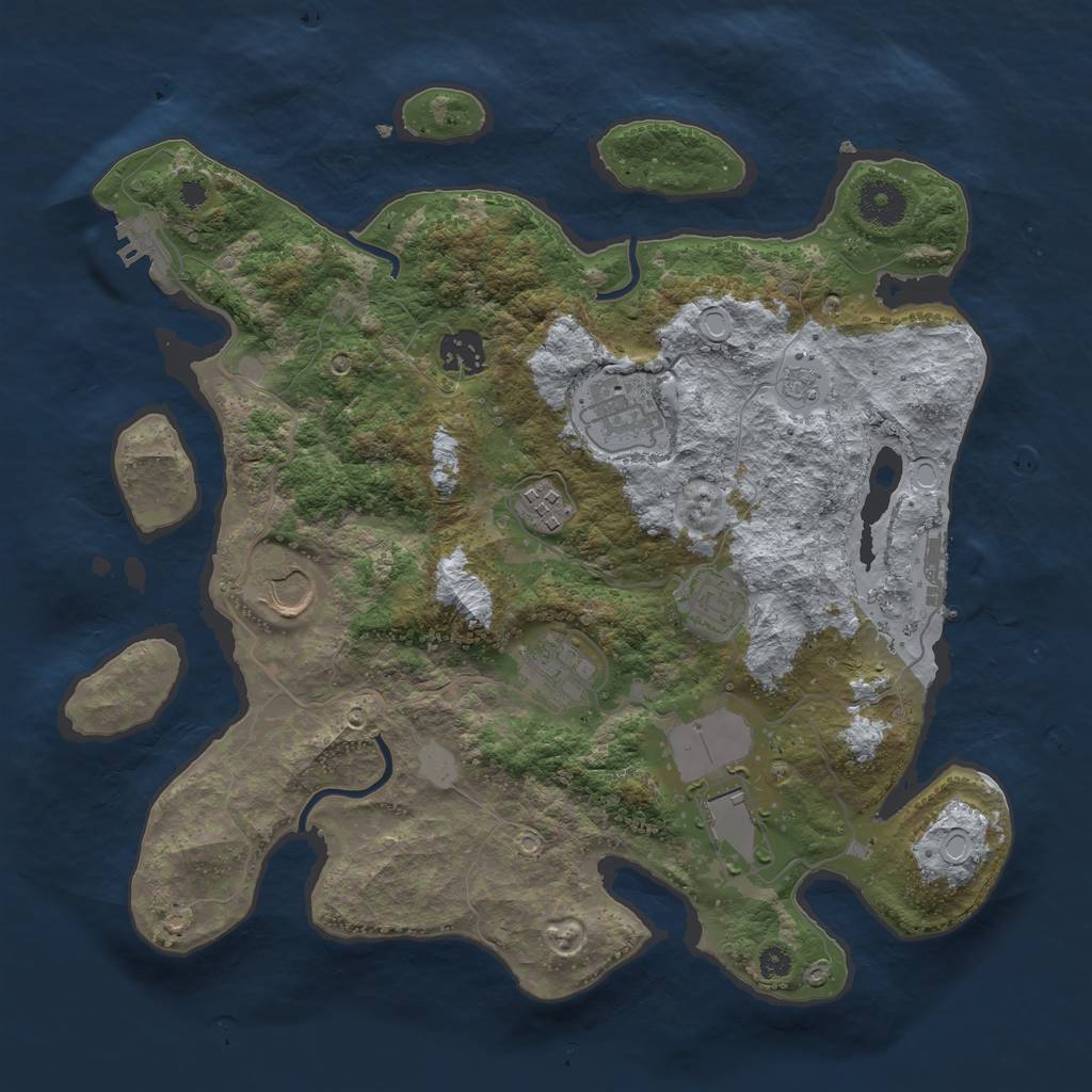 Rust Map: Procedural Map, Size: 3500, Seed: 698115298, 13 Monuments