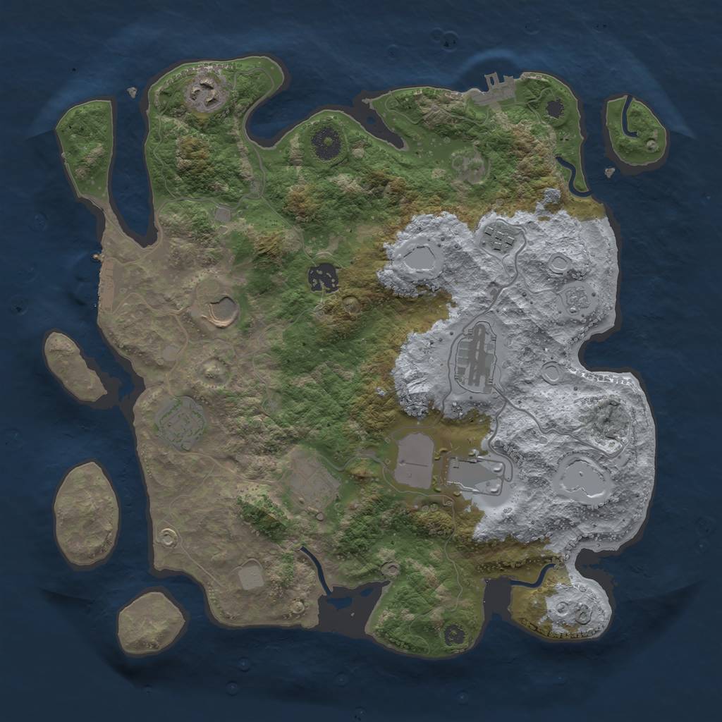 Rust Map: Procedural Map, Size: 3500, Seed: 96711435, 14 Monuments