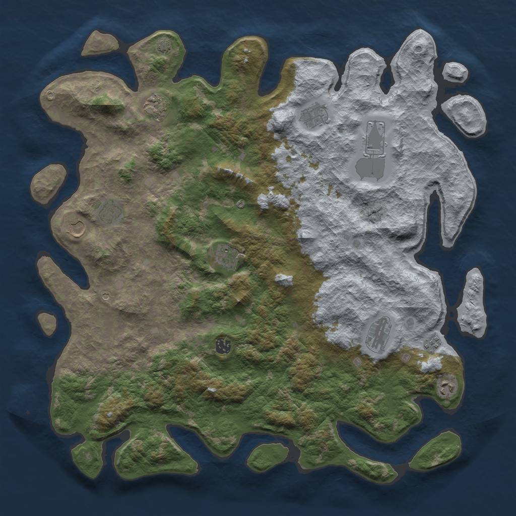 Rust Map: Barren, Size: 4800, Seed: 797717412, 14 Monuments