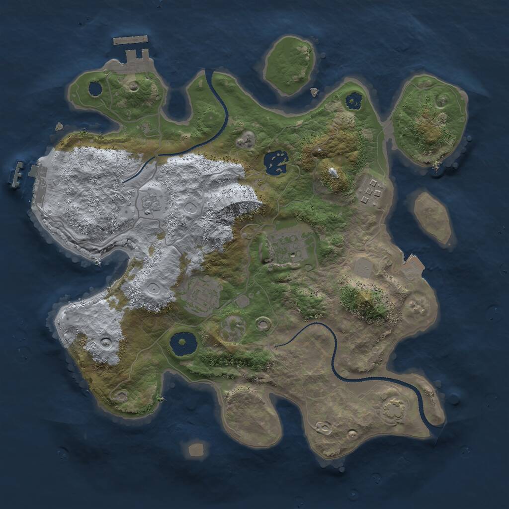 Rust Map: Procedural Map, Size: 3000, Seed: 14854328, 9 Monuments