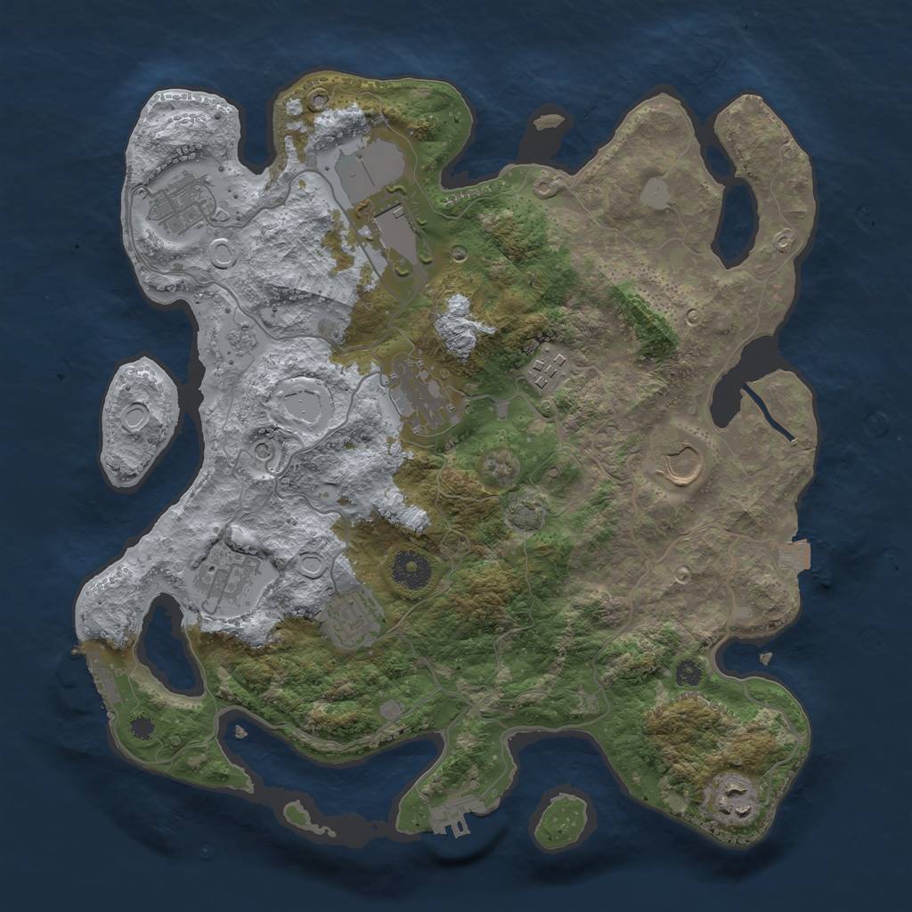 Rust Map: Procedural Map, Size: 3500, Seed: 45103748, 16 Monuments