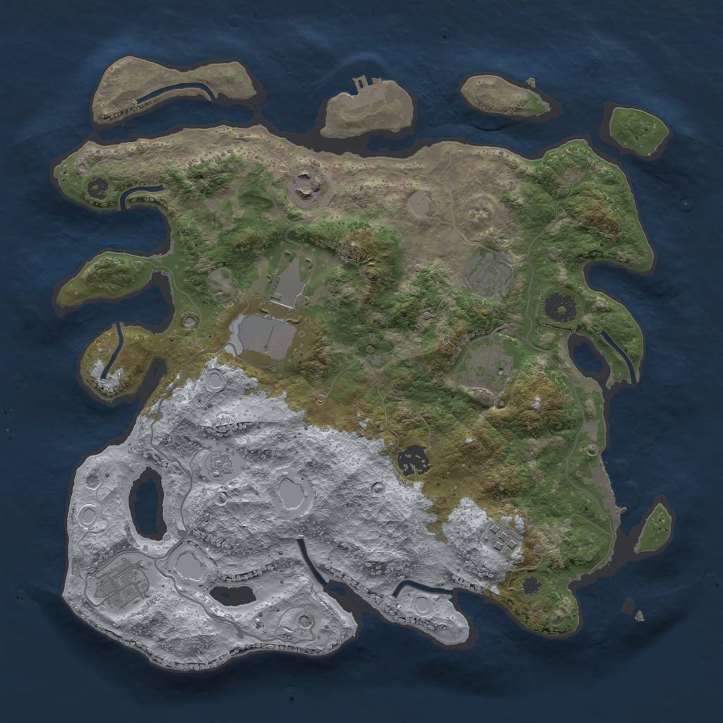 Rust Map: Procedural Map, Size: 3500, Seed: 69713966, 14 Monuments