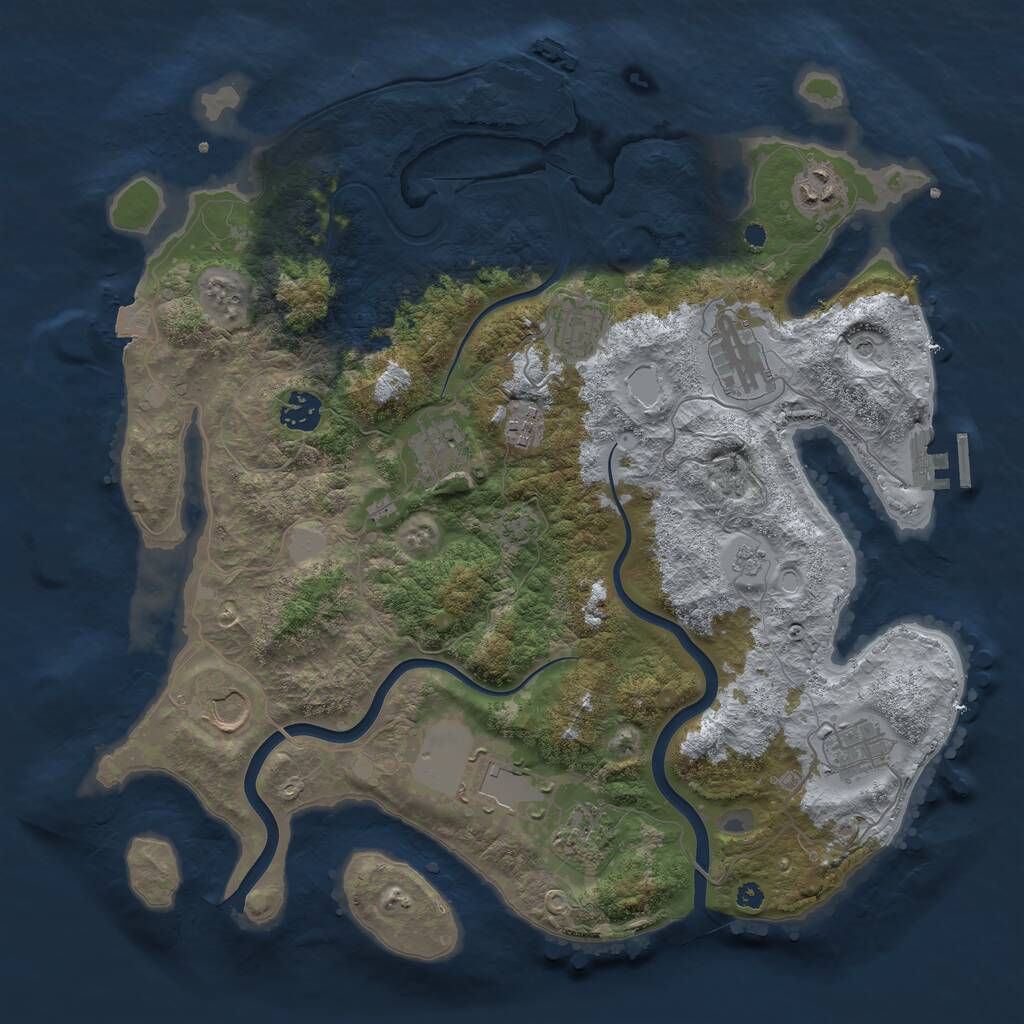 Rust Map: Procedural Map, Size: 3800, Seed: 1260483, 16 Monuments