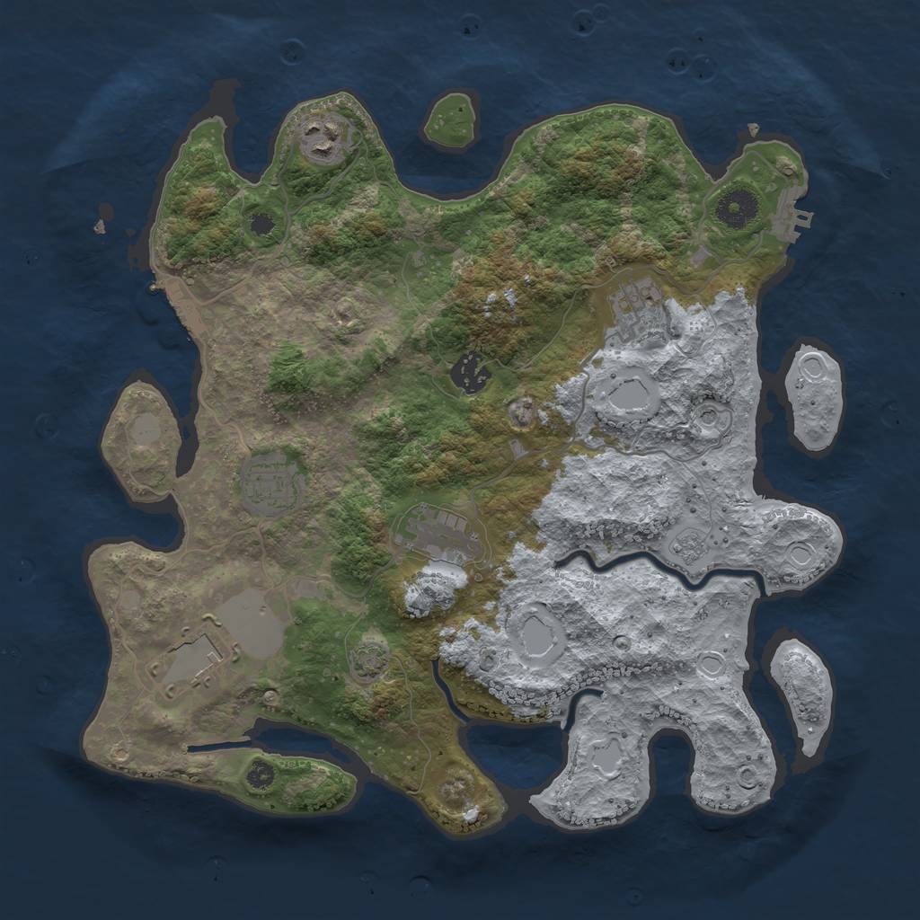 Rust Map: Procedural Map, Size: 3500, Seed: 385668, 14 Monuments