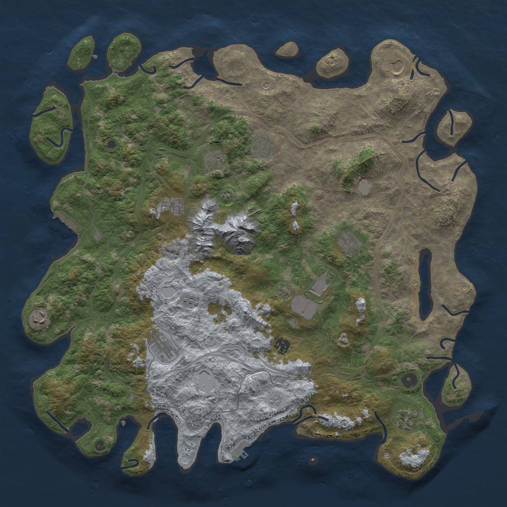 Rust Map: Procedural Map, Size: 5000, Seed: 593394, 20 Monuments