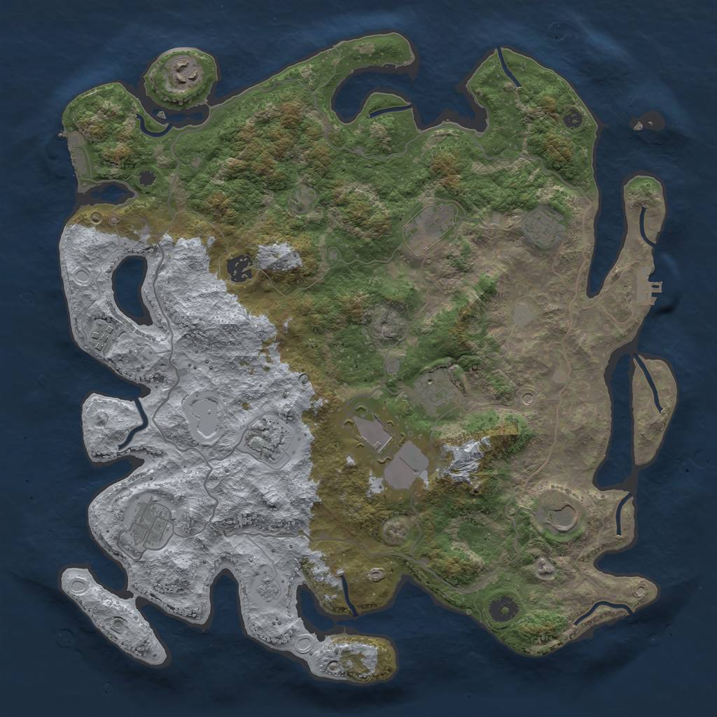 Rust Map: Procedural Map, Size: 4000, Seed: 322181154, 17 Monuments