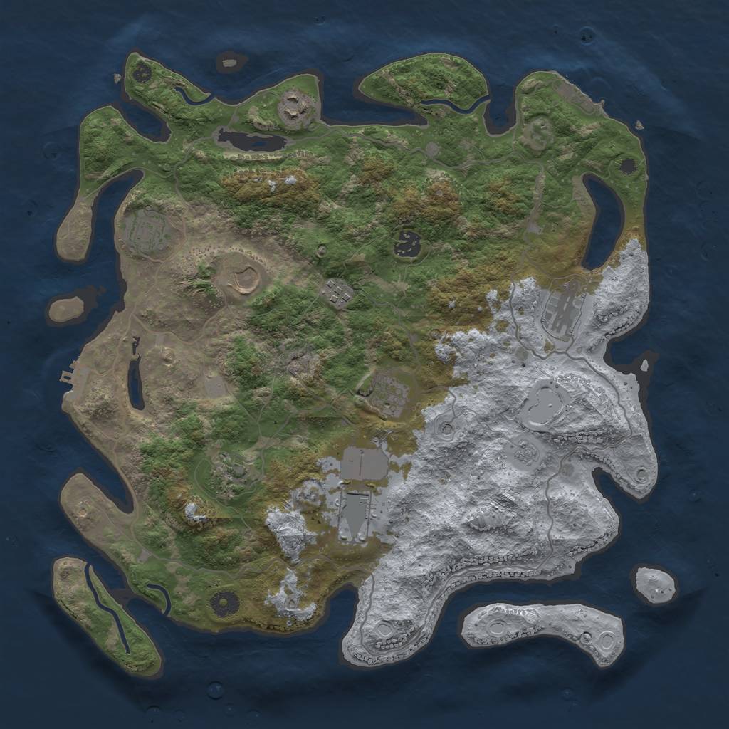 Rust Map: Procedural Map, Size: 4000, Seed: 601879, 18 Monuments