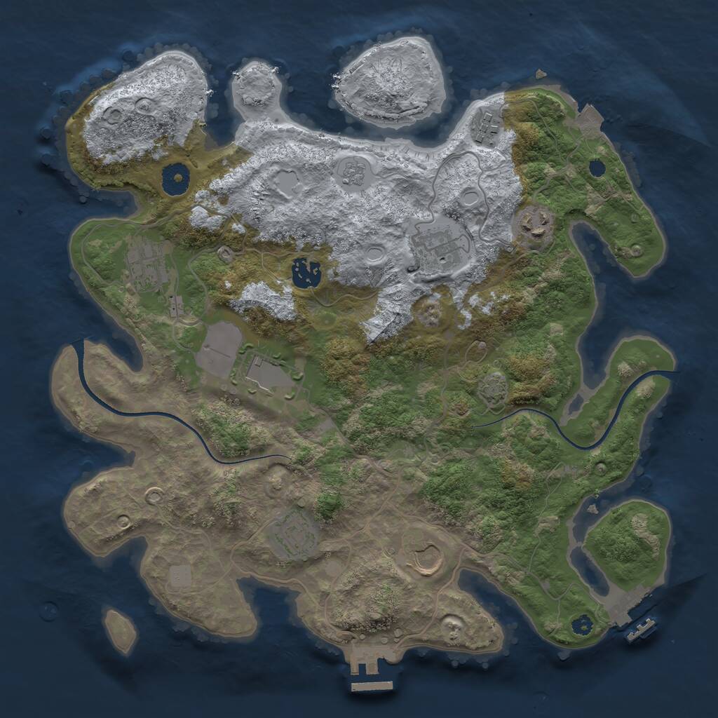Rust Map: Procedural Map, Size: 3500, Seed: 917221122, 13 Monuments