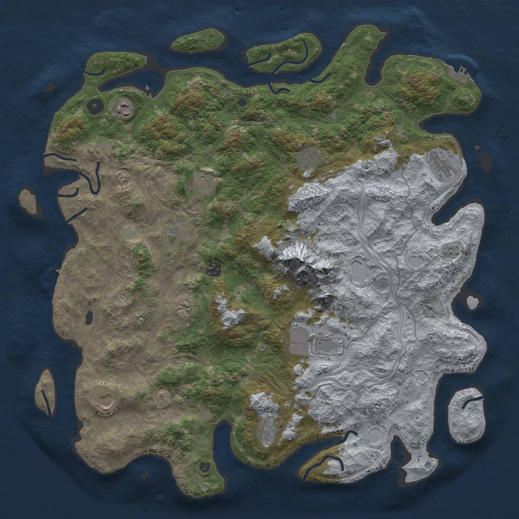 Rust Map: Procedural Map, Size: 5000, Seed: 842151243, 20 Monuments
