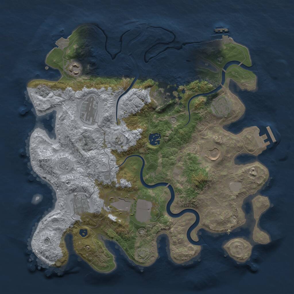 Rust Map: Procedural Map, Size: 3500, Seed: 43289962, 15 Monuments