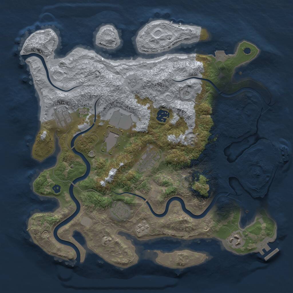 Rust Map: Procedural Map, Size: 3500, Seed: 4584404, 13 Monuments