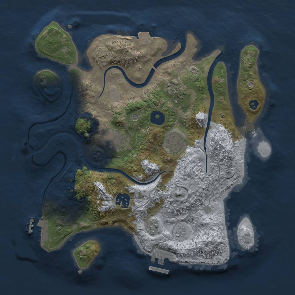 Rust Map: Procedural Map, Size: 3000, Seed: 2123854103, 11 Monuments