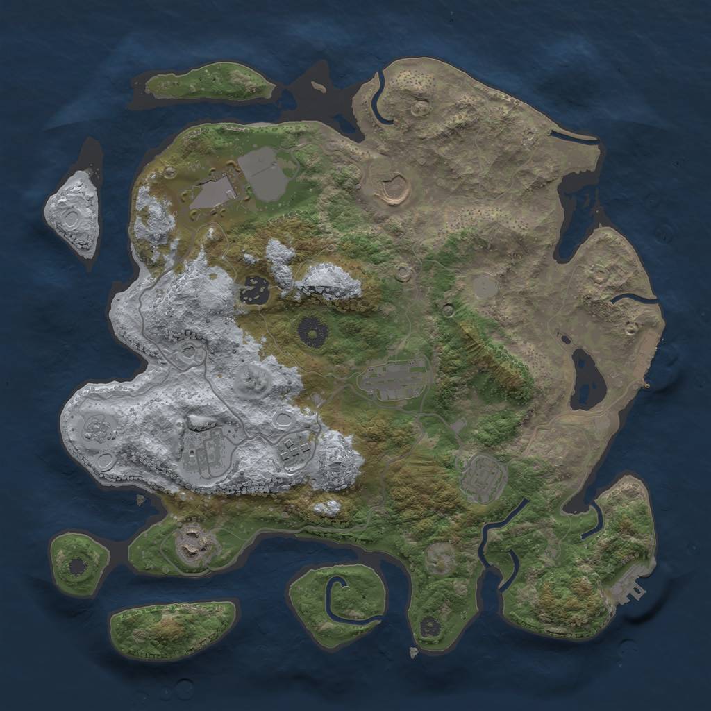 Rust Map: Procedural Map, Size: 3500, Seed: 63837402, 15 Monuments