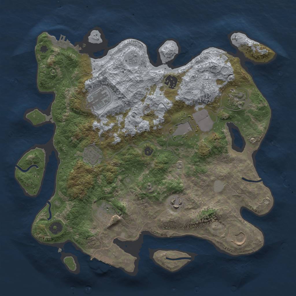 Rust Map: Procedural Map, Size: 3500, Seed: 1251859369, 17 Monuments