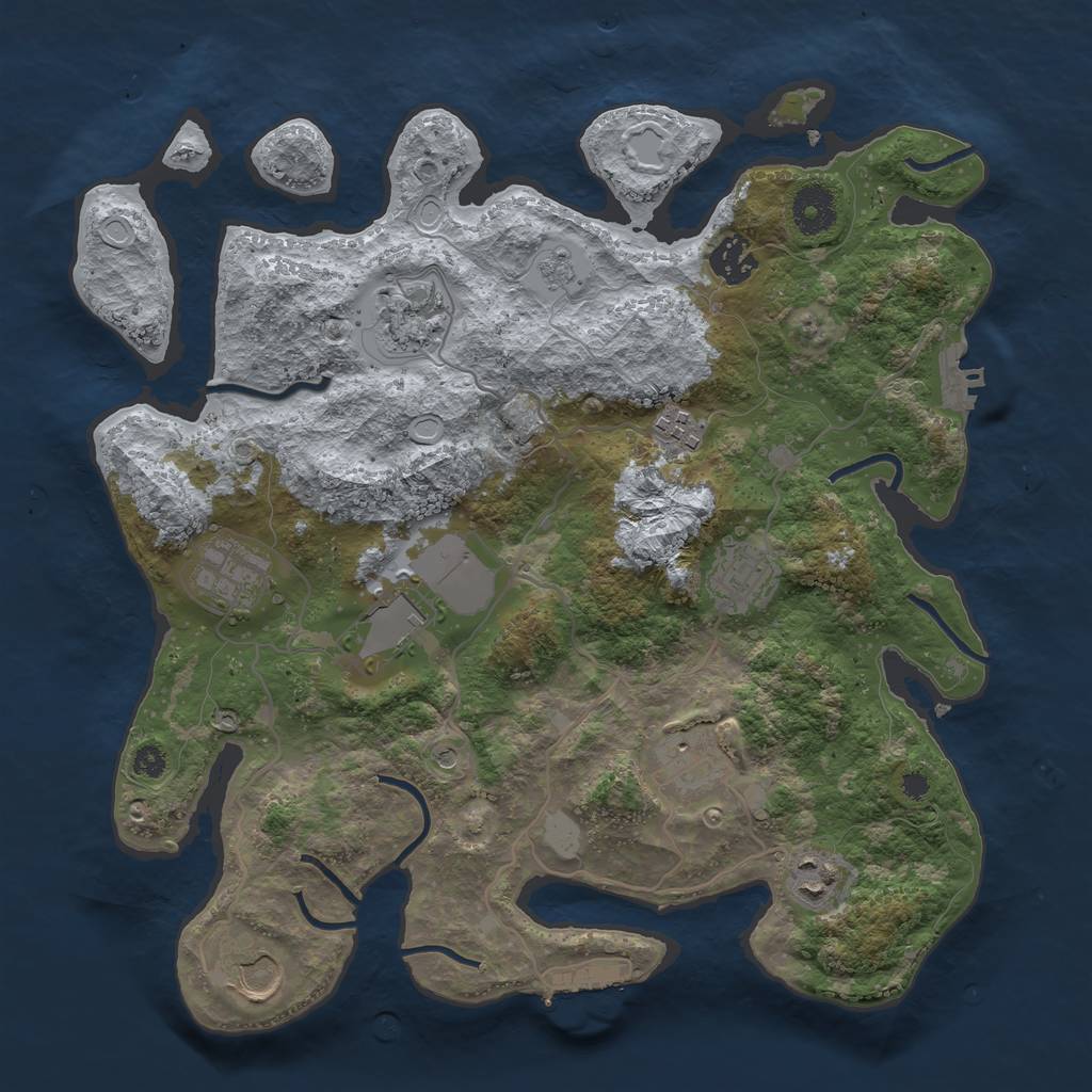 Rust Map: Procedural Map, Size: 3500, Seed: 1282276982, 16 Monuments