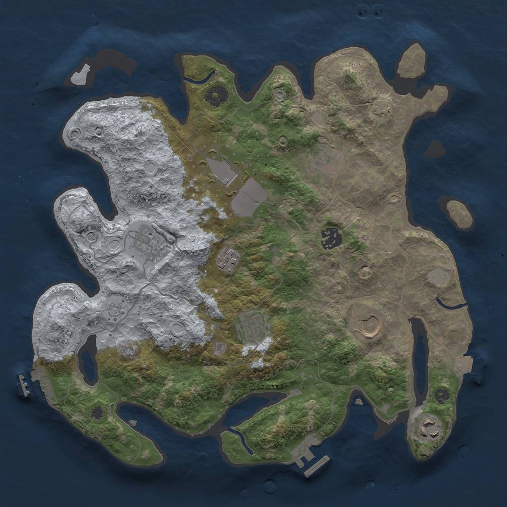 Rust Map: Procedural Map, Size: 3500, Seed: 1336422732, 16 Monuments