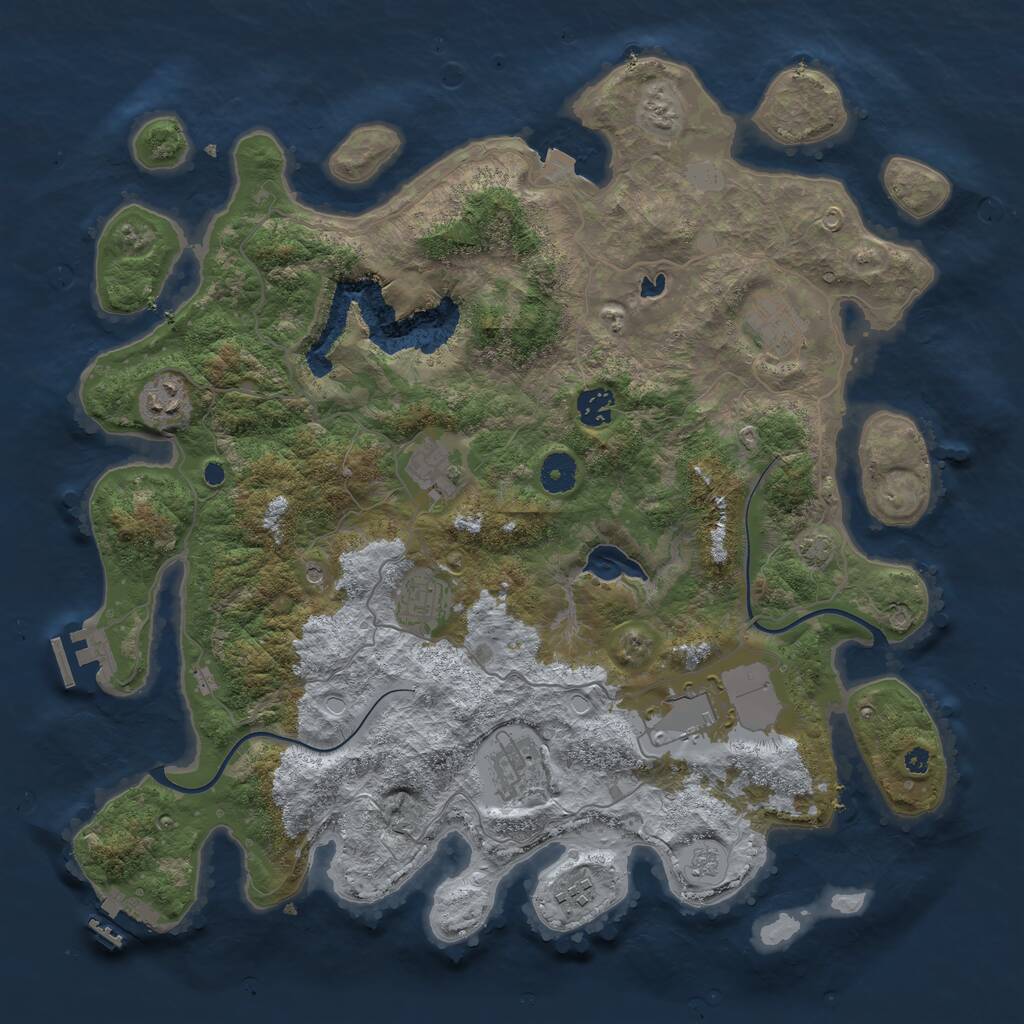 Rust Map: Procedural Map, Size: 4000, Seed: 1293168060, 14 Monuments